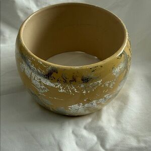 Cream Bangle with Abstract Silver Foil